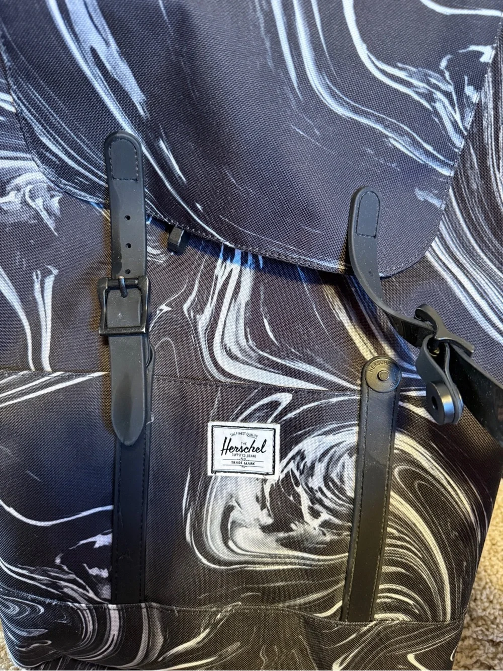 Herschel Supply Company Black and White Marble Print Backpack